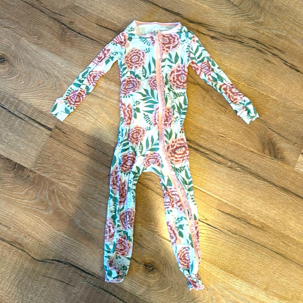 Kickee Pants Ruffle Coverall in Rose